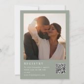 Sage Green en Cream Foto QR Code Vrijgezellenfeest Kaart (Achterkant)