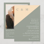 Sage Green en Cream Foto QR Code Vrijgezellenfeest Kaart (Voorkant / Achterkant)