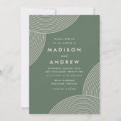 Sage Green en Cream Geometric Swirl Wedding Kaart (Voorkant)