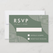 Sage Green en Cream Geometric Swirl Wedding RSVP Kaartje (Voorkant)