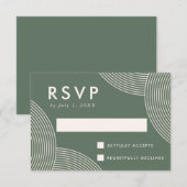 Sage Green en Cream Geometric Swirl Wedding RSVP Kaartje (Voorkant / Achterkant)