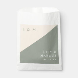 Sage Green en Cream Minimalist Monogram Trouwen Bedankzakje
