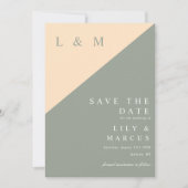 Sage Green en Cream Monogram Trouwfoto Save The Date (Voorkant)
