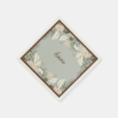 Sage Green en Creamy Vanilla Waterverf Flowers Servet (Hoek)