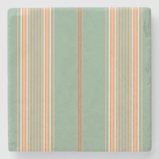 Sage Green en Ecru, Stripes Square Onderzetter (Voorkant)