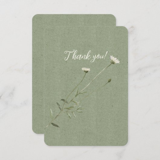 Sage Green en een eenpersoons Daisy Bedankkaart (Voorkant / Achterkant)