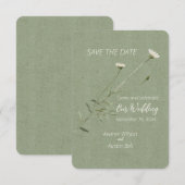 Sage Green en een eenpersoons Daisy Save The Date (Voorkant / Achterkant)