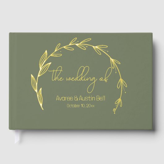 Sage Green en Folie bruiloft Gastenboek (Voorkant)