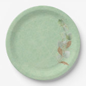 Sage Green en Glitter Botanical Leaf Papieren Bordje (Voorkant)