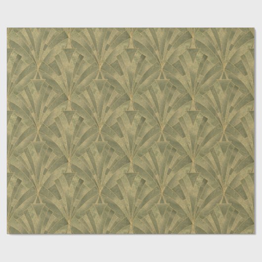 Sage Green en Gold Art Deco Patroon Cadeaupapier (Vlak)