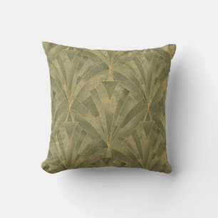 Sage Green en Gold Art Deco Patroon Kussen