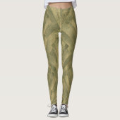 Sage Green en Gold Art Deco Patroon Leggings (Voorkant)