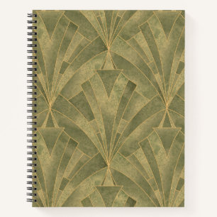 Sage Green en Gold Art Deco Patroon Notitieboek