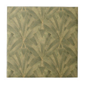 Sage Green en Gold Art Deco Patroon Tegeltje (Voorkant)
