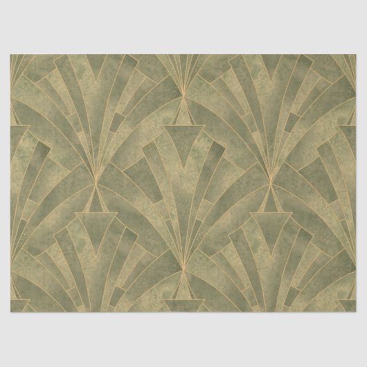 Sage Green en Gold Art Deco Patroon Tissuepapier (Voorkant)