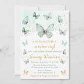 Sage Green en Gold Butterfly Baby shower Kaart (Voorkant)