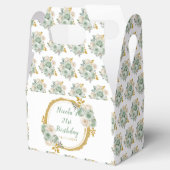 Sage Green en Gold Elegant Bloemen Verjaardag Bedankdoosjes (Geopend)