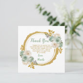 Sage Green en Gold Elegant Bloemen Verjaardagsfees Bedankkaart (Staand voorkant)