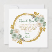 Sage Green en Gold Elegant Bloemen Verjaardagsfees Bedankkaart (Voorkant)