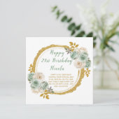 Sage Green en Gold Elegant Bloemen Verjaardagsfees Kaart (Staand voorkant)