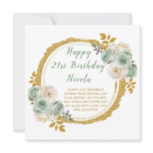 Sage Green en Gold Elegant Bloemen Verjaardagsfees