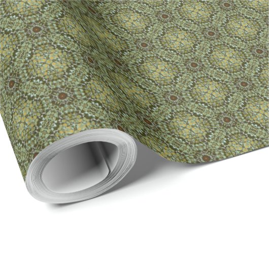 Sage Green en Gold Filigree Cadeaupapier (Rol Hoek)
