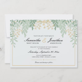Sage Green en Gold Greenery Wedding Kaart