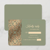 Sage Green en Gold RSVP met Elegante Aardetinten (Voorkant / Achterkant)