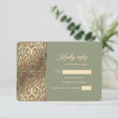 Sage Green en Gold RSVP met Elegante Aardetinten (Staand voorkant)