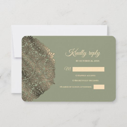 Sage Green en Gold RSVP met Elegante Aardetinten (Voorkant)