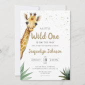 Sage Green en Gold Safari Giraffe Baby shower Kaart (Voorkant)