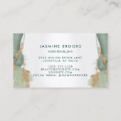 Sage Green en Gold Waterverf Visitekaartje (Achterkant)