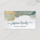 Sage Green en Gold Waterverf Visitekaartje (Voorkant)