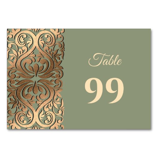 Sage Green en Gold Wedding Elegante Luxe Kaart (Voorkant)