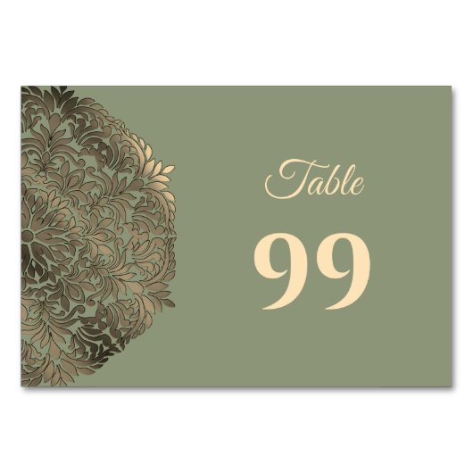 Sage Green en Gold Wedding Elegante Luxe Kaart (Achterkant)