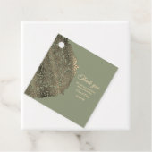 Sage Green en Gold Wedding met Elegante Luxe Bedankjes Labels (In situ)