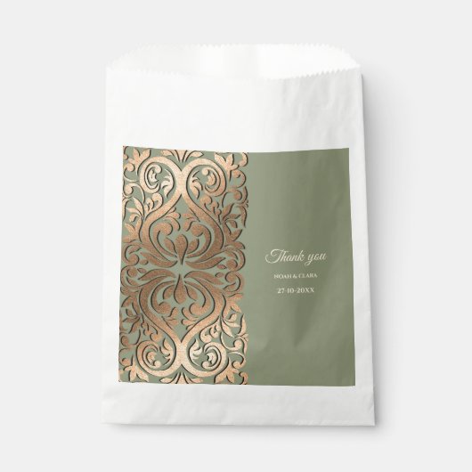 Sage Green en Gold Wedding met Elegante Luxe Bedankzakje (Voorkant)