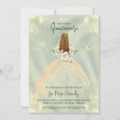 Sage Green en Golden Roos Elegant Quinceañera Kaart (Voorkant)