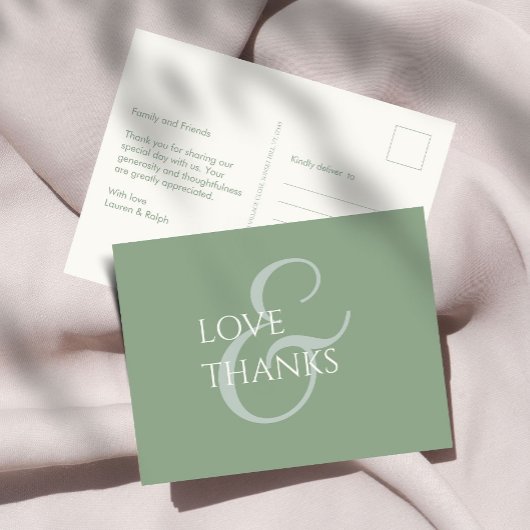 Sage Green en Ivory Non-Photo Dank u Briefkaart