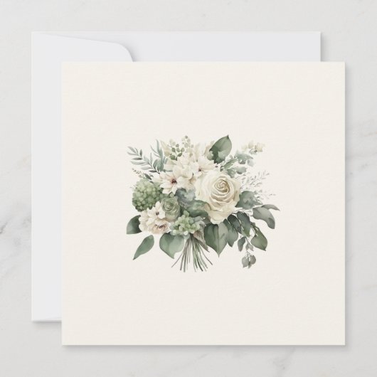 Sage Green en Ivory Wildflower Save the Date Kaart (Achterkant)