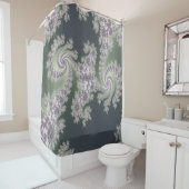 Sage Green en Lavender Mandelbrot Shower Curtain Douchegordijn (In situ)