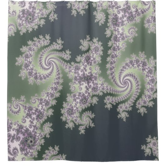 Sage Green en Lavender Mandelbrot Shower Curtain Douchegordijn (Voorkant)