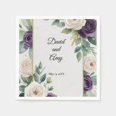 Sage Green en Paarse Bloemen bruiloft servet (Voorkant)