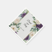 Sage Green en Paarse Bloemen bruiloft servet (Hoek)