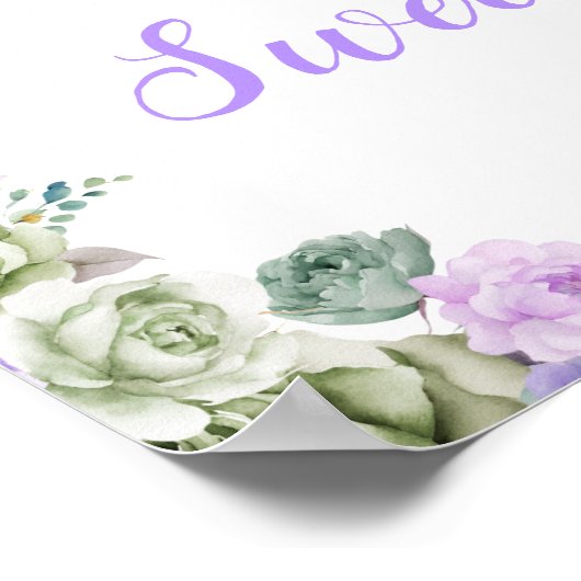 Sage Green en Paarse Bloemen Sweet Sixteen Welkom Poster (Hoek)
