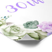 Sage Green en Paarse Bloemen Verjaardag Welkom Poster (Hoek)