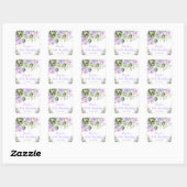 Sage Green en Paarse Bloemen Verjaardagsfeest Vierkante Sticker (Vel)