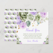Sage Green en Paarse Bloemrijke Sweet Sixteen Bedankkaart (Voorkant / Achterkant)