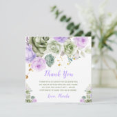 Sage Green en Paarse Bloemrijke Sweet Sixteen Bedankkaart (Staand voorkant)
