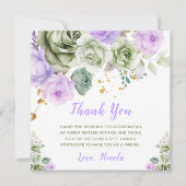 Sage Green en Paarse Bloemrijke Sweet Sixteen Bedankkaart (Voorkant)